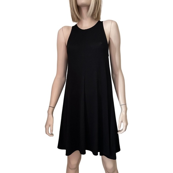 Aritzia Wilfred Free Black Dress Minimalist Tank Tunic Rayon Refined Fashion - Picture 3 of 15